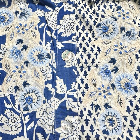 Soft Surroundings | Women | Capelle Embroidered Eyelet Button Up Shirt | Medium - Picture 10 of 15